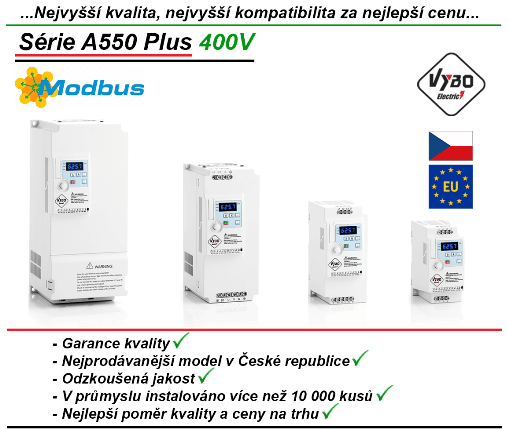 frekvenční měniče A550 Plus na 400V