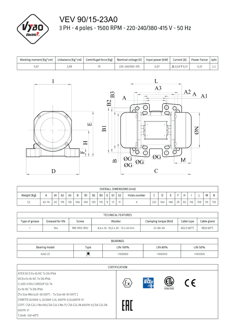 vibrační motor vibromotor VEV 90-15E-23A0
