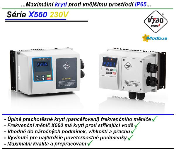 frekvenčné meniče X550 230V krytie IP65