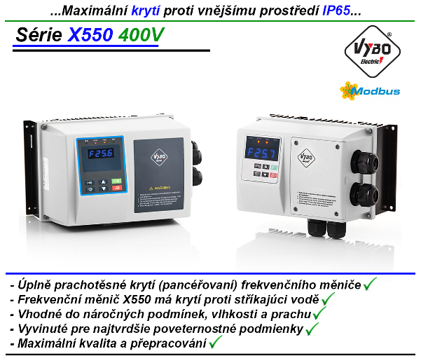 frekvenčné meniče X550 400V krytie IP65