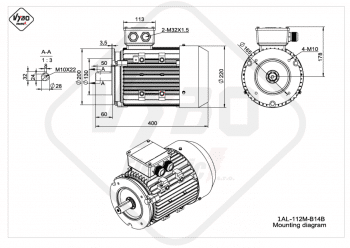 rozmerový výkres elektromotor 1AL 112M B14B online