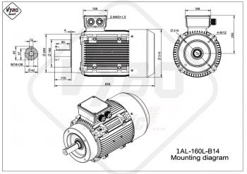 rozmerový výkres elektromotor 1AL 160L B14 online