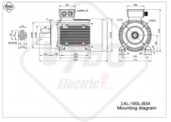 rozmerový výkres elektromotor 1AL 160L B34 online