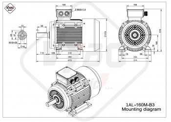 rozmerový výkres elektromotor 1AL 160M B3 online
