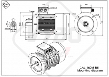 rozmerový výkres elektromotor 1AL 160M B5 online