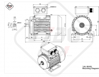 rozmerový výkres elektromotor 1AL 56 B3 online