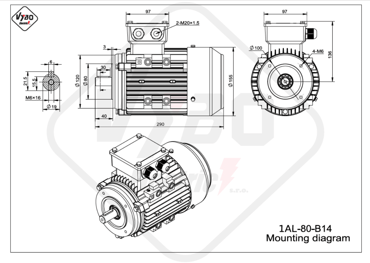 Elektromotor 0.kW, ot. 1 AL B   Elektro motor.cz