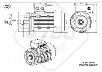 rozmerový výkres elektromotor 1AL 90L B14B online