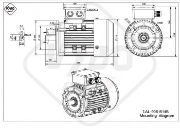 rozmerový výkres elektromotor 1AL 90S B14B online