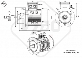 rozmerový výkres elektromotor 1AL 90S B5 online