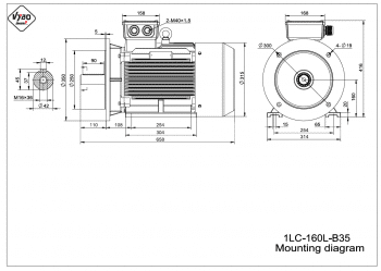 rozměrový výkres elektromotor 1LC 160L