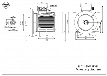 rozměrový výkres elektromotor 1LC 160M