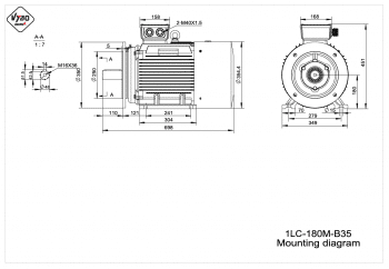 rozměrový výkres elektromotor 1LC 180M