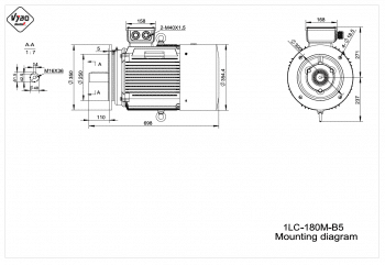 rozměrový výkres elektromotor 1LC 180M