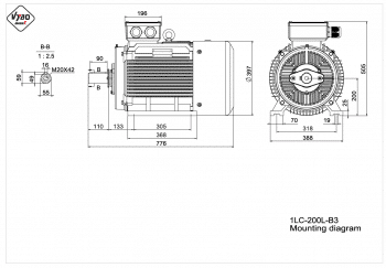 rozměrový výkres elektromotor 1LC 200L