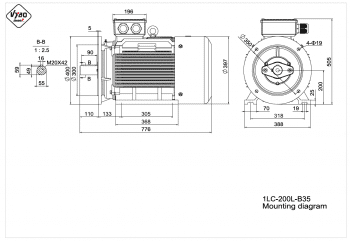 rozměrový výkres elektromotor 1LC 200L