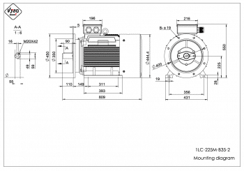 rozměrový výkres elektromotor 1LC 225M