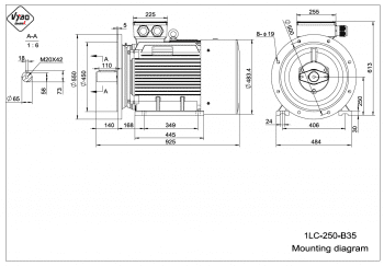 rozměrový výkres elektromotor 1LC 250
