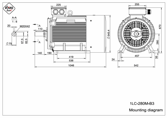rozměrový výkres elektromotor 1LC 280M