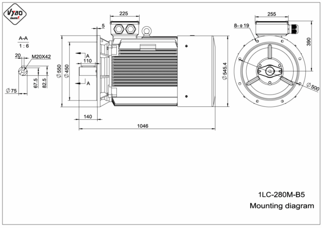rozměrový výkres elektromotor 1LC 280M