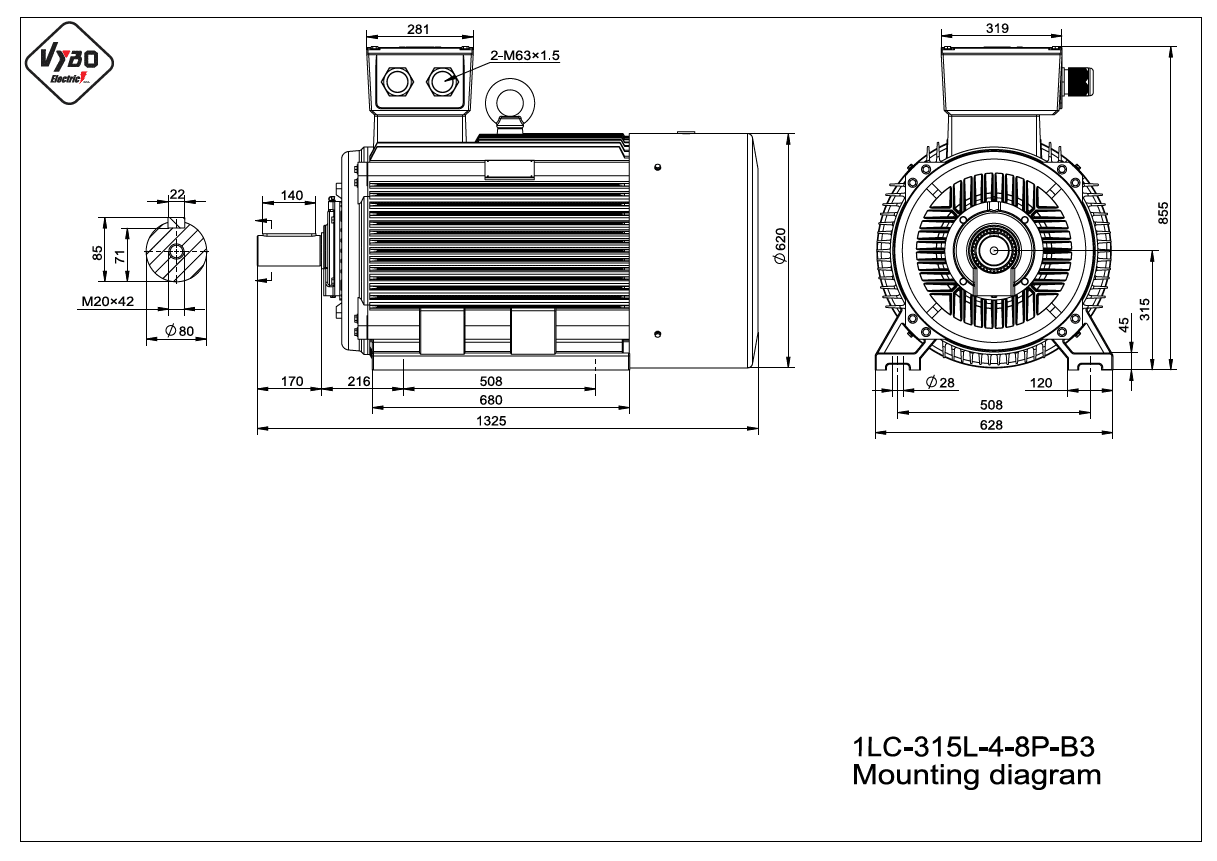 rozměrový výkres elektromotor 1LC 315L1