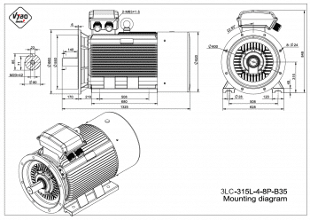 rozmerový výkres elektromotor 3LC 315L B3