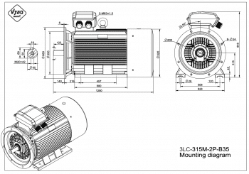 rozměrový výkres elektromotor 3LC 315M B3