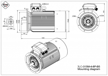 rozmerový výkres elektromotor 3LC 315M B5