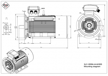 rozmerový výkres elektromotor 3LC 355M B35