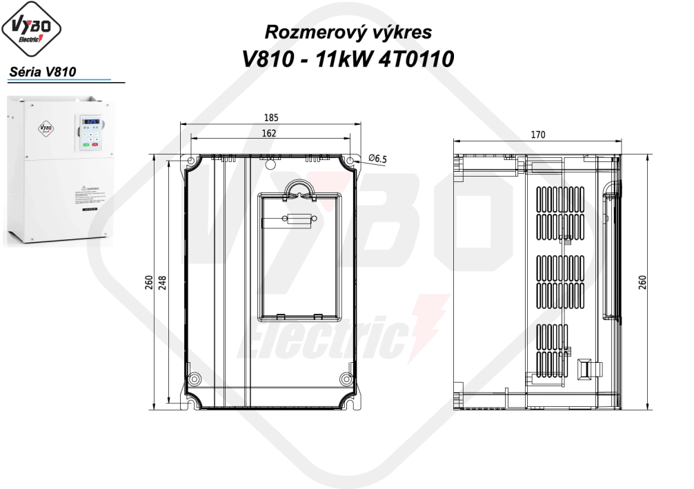 rozměrový výkres frekvenční měnič V810 4T0110