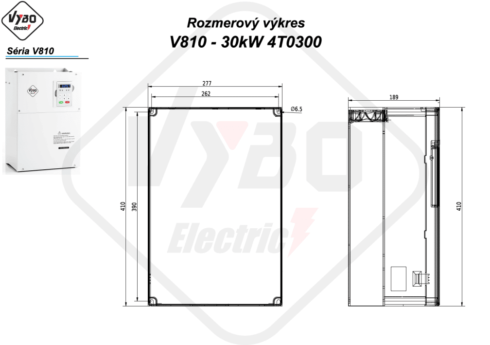 rozměrový výkres frekvenční měnič V810 4T0300