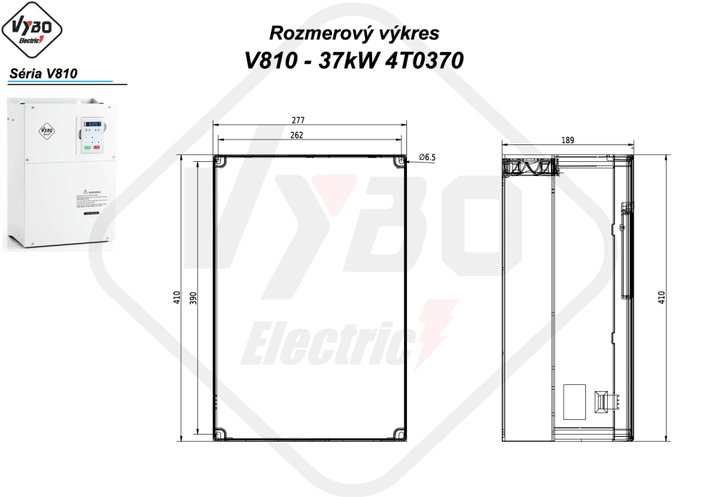 rozměrový výkres frekvenční měnič V810 4T0370