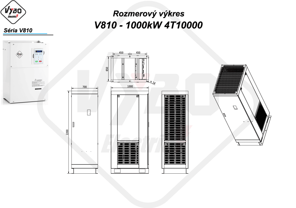 rozměrový výkres frekvenční měnič V810 4T10000