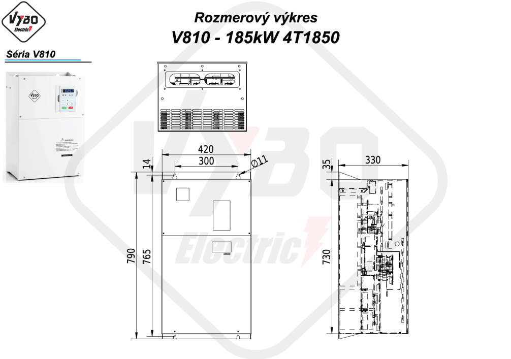 rozměrový výkres frekvenční měnič V810 4T1850