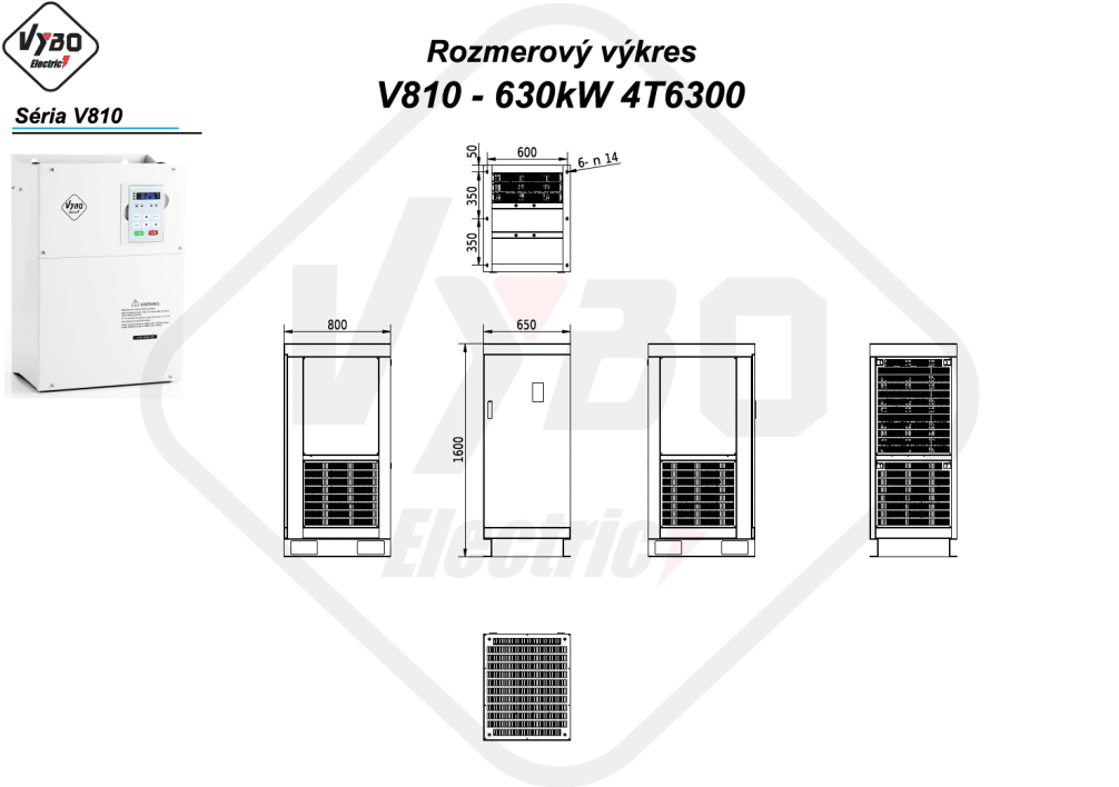 rozměrový výkres frekvenční měnič V810 4T6300