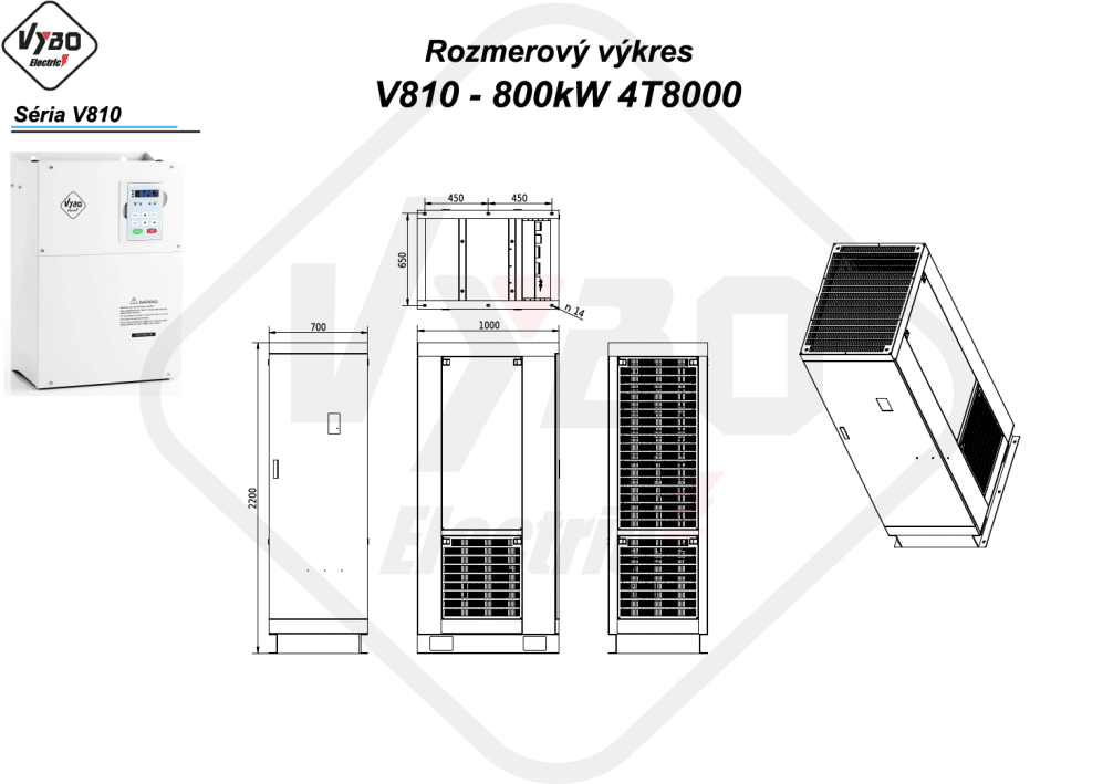 rozměrový výkres frekvenční měnič V810 4T8000