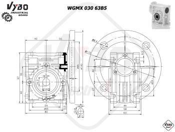rozměry šneková převodovka wgmx030 63B5