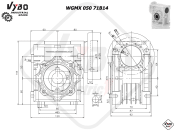 rozměry šneková převodovka wgmx050 71B14