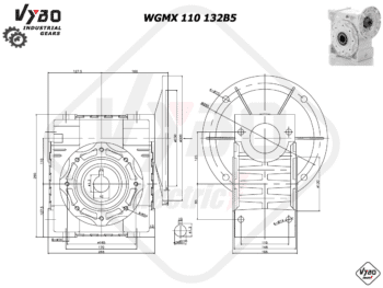 rozměry šneková převodovka WGMX110 132B5