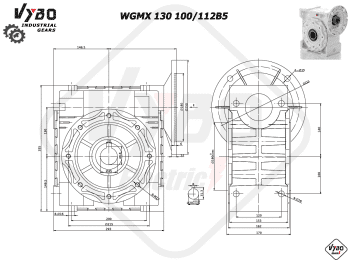 rozměry šneková převodovka wgmx130 100,112B5